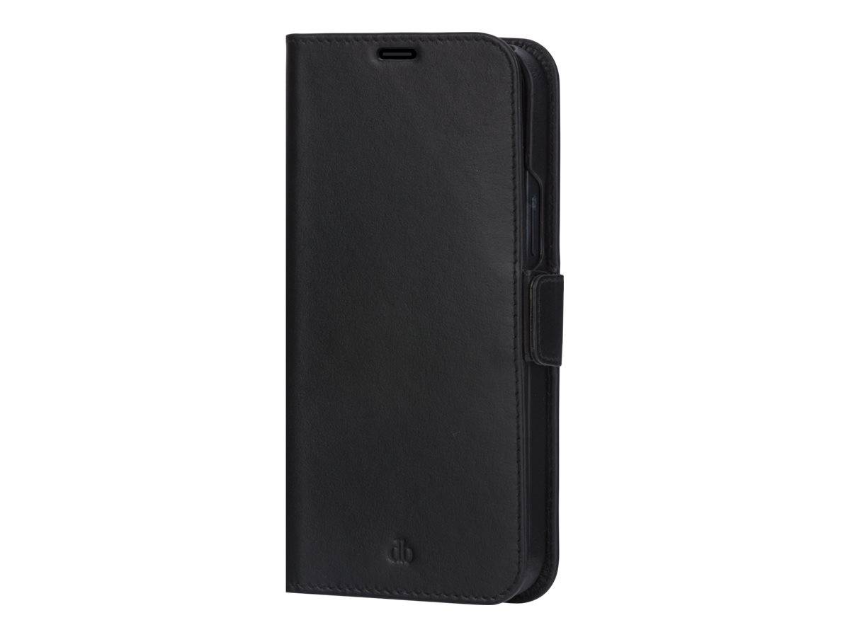 dbramante1928 Lynge - Flip-Hülle für Mobiltelefongenarbtes Leder - Schwarz - für
