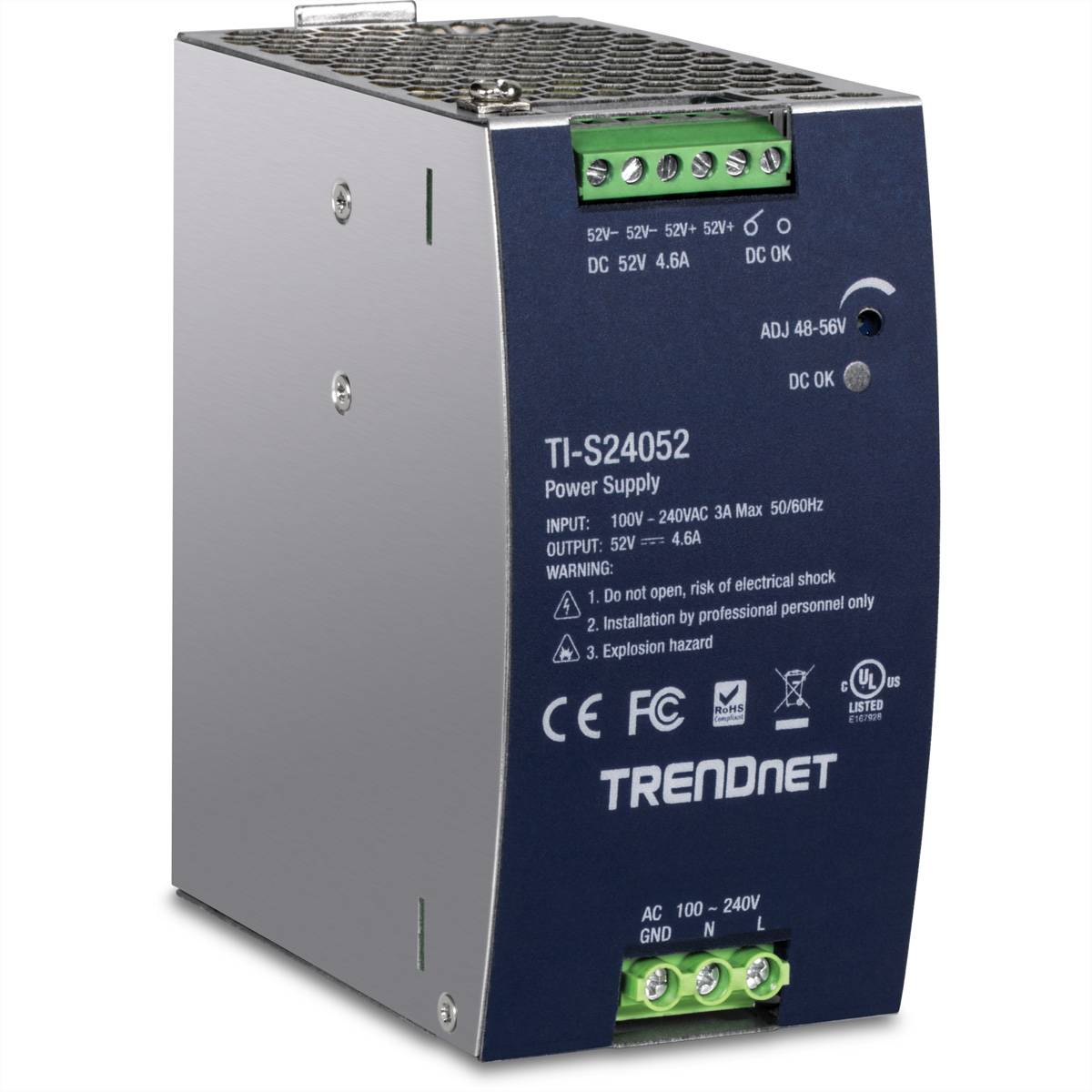 TRENDnet DIN-Rail Power Supply 240W,52V DC,4.61A, AC to DC