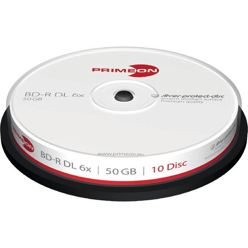 PRIMEON Blu-ray BD-R DL, 50 GB, 10er Spindel