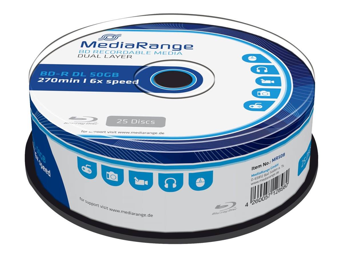 MEDIARANGE 25 x BD-R - 50 GB 6x - Spindel - Dual Layer 50GB 6-fache Schreibgesch