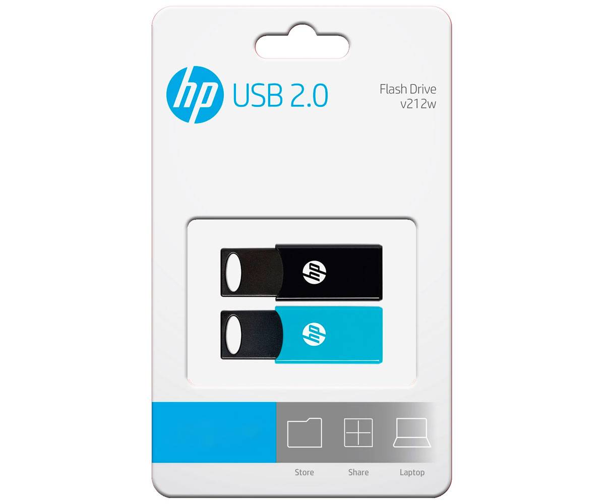 HP v212w - 64 GB - USB Typ-A - 2.0 - 14 MB/s - Schutzhülle - Schwarz - Blau - x