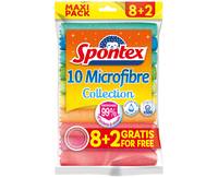 Spontex Microfibre Collection 8+2 Gratis, Mikrofaser, Mehrfarbig, Maschinenwäsche, 60 °C, 10 Stück(e), Plastikbeutel