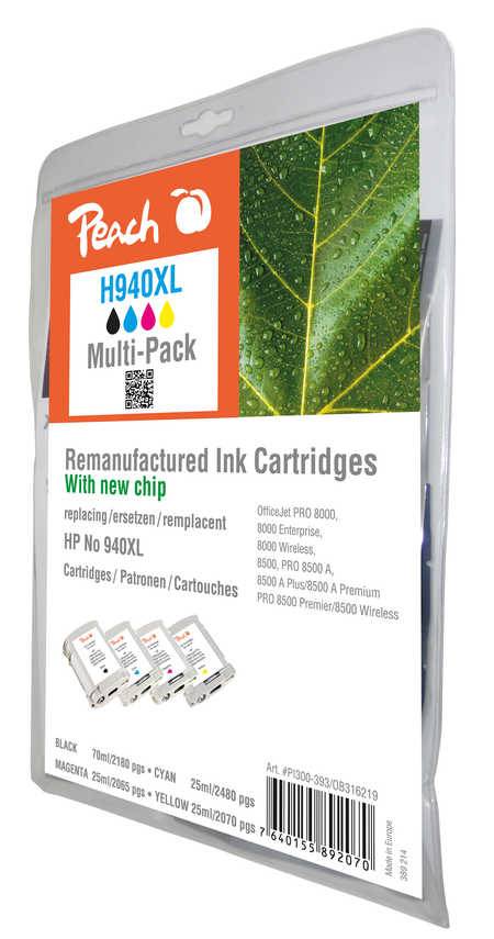 Peach - 4er-Pack - Schwarz, Gelb, Cyan, Magenta - kompatibel - Tintenpatrone (Alternative zu: HP 940XL)