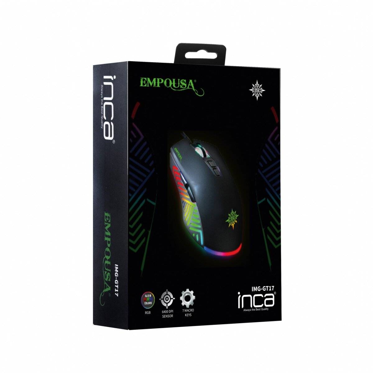 Inca IMG-GT17 PRO Optisch Gaming Maus 6400 DPI RGB-Logo-Effekt