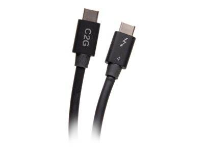 Zwei schwarze USB-C-Kabel nebeneinander dargestellt, eines mit der Bezeichnung „C2G