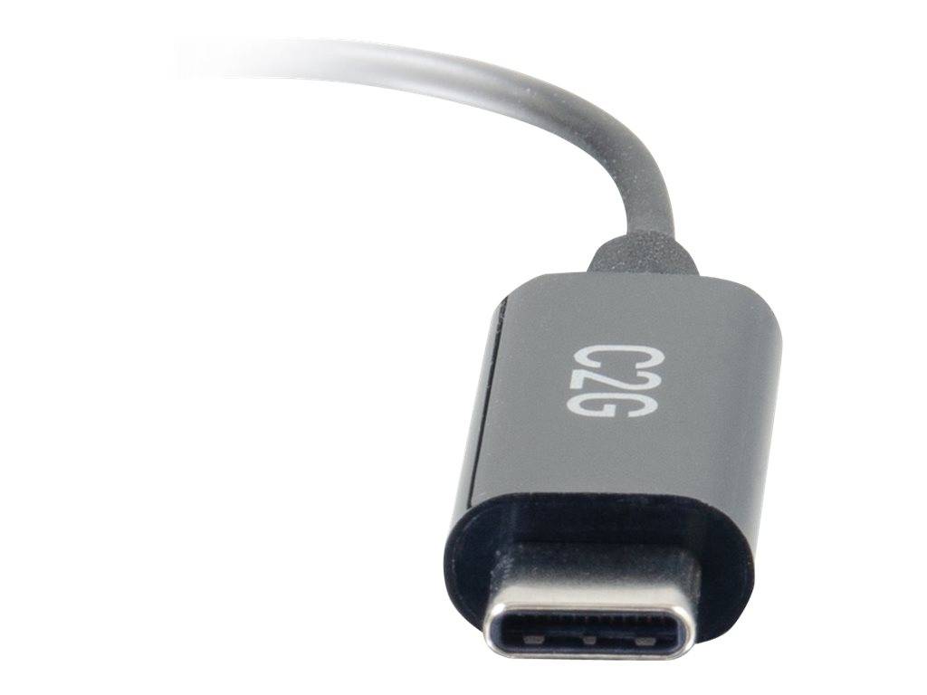 USB-C zu USB-C Adapter-Dongle mit kurzem Kabel, auf weißem Hintergrund gezeigt.