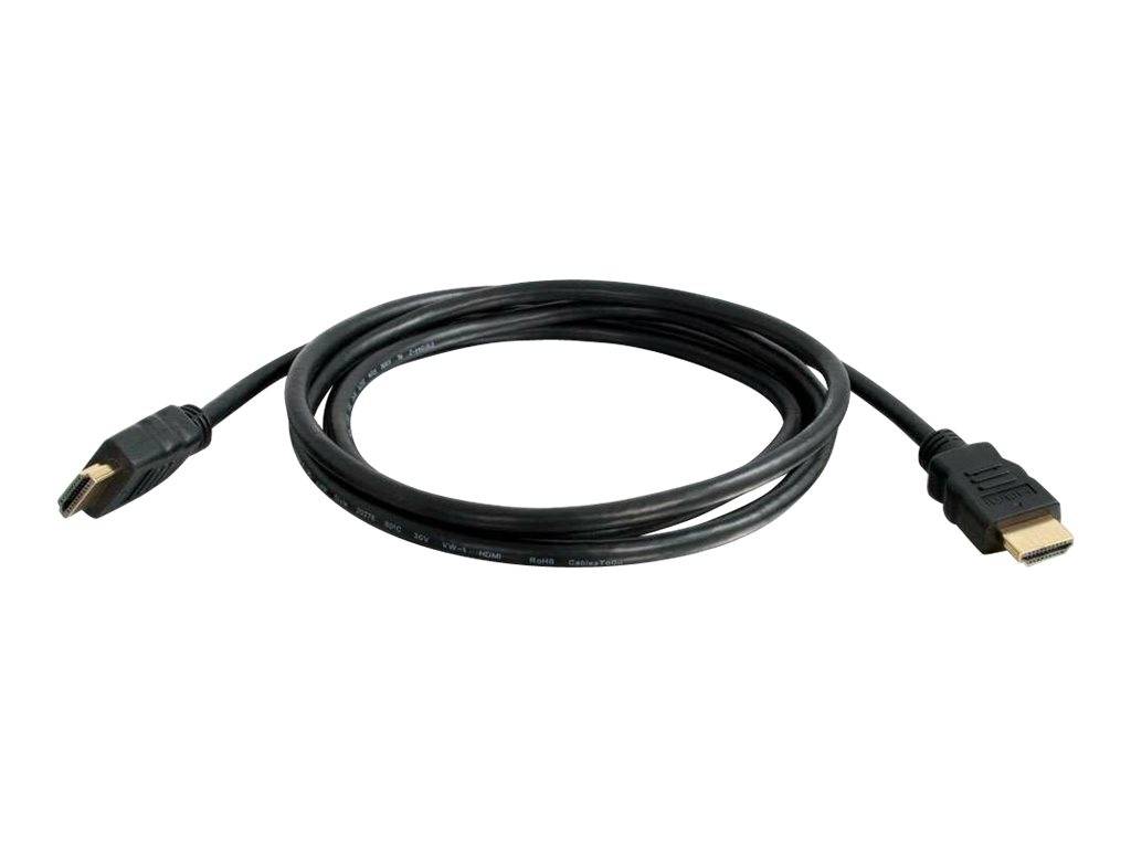 Schwarzes HDMI-Kabel aufgerollt auf weißem Hintergrund, mit vergoldeten Steckern an beiden Enden sichtbar.