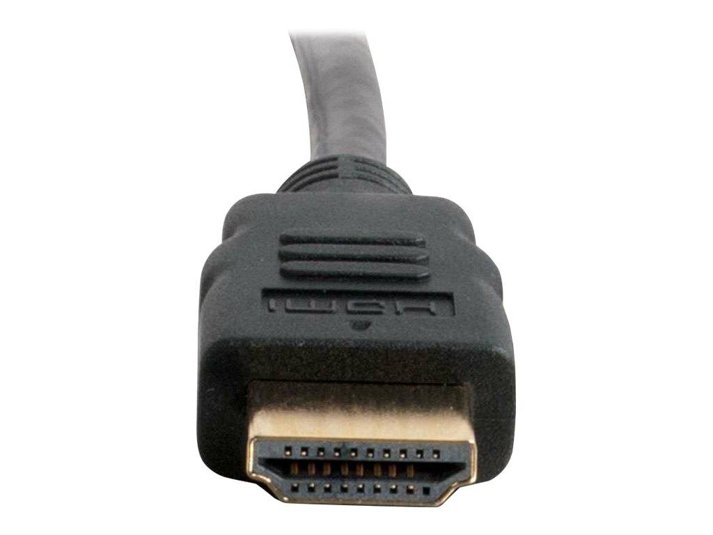 Nahaufnahme eines HDMI-Kabelsteckers mit schwarzem Kunststoffstecker und angefügtem grauem Kabel.