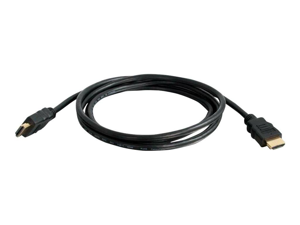 Schwarzes HDMI-Kabel aufgerollt auf weißem Hintergrund, mit HDMI-Anschlüssen an beiden Enden.