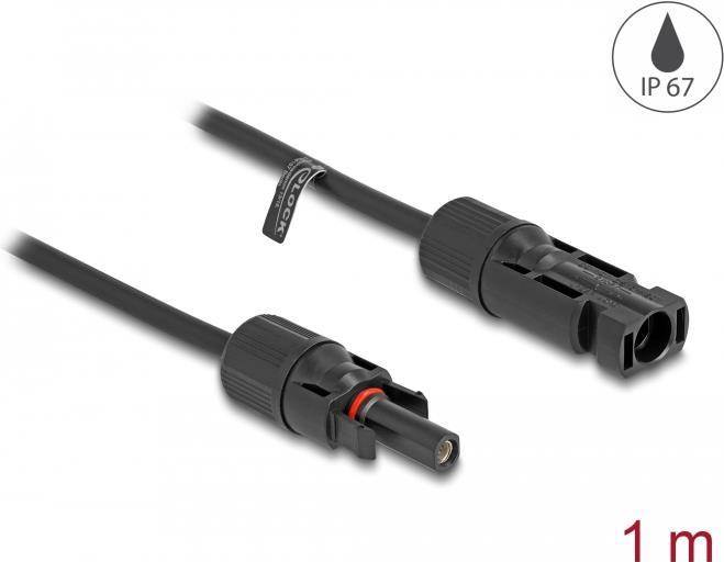 Delock Solarkabel - DL4 (M) zu DL4 (W) - 1500 V - 1 m - Schnappverschluss - Schw