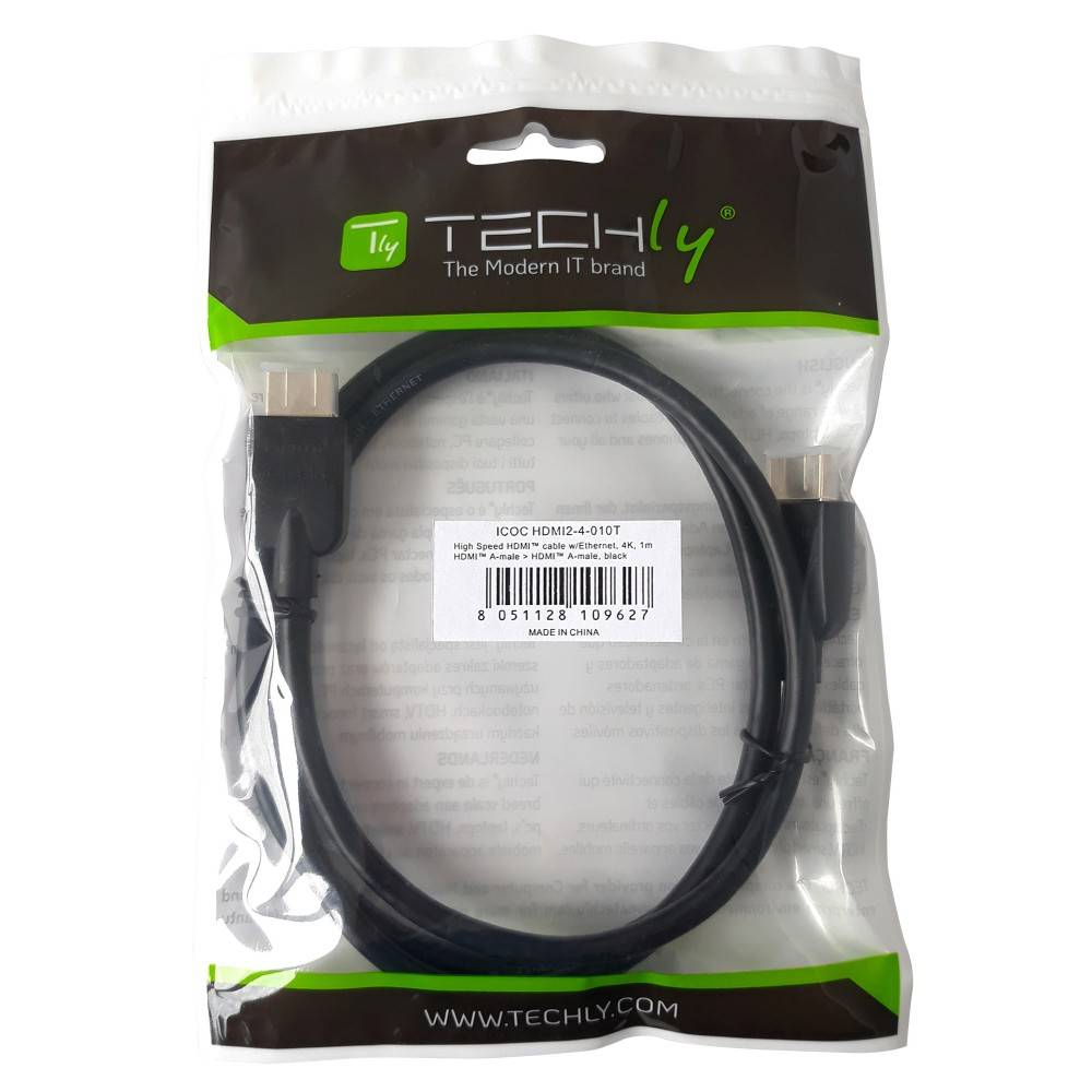 Techly HDMI 4K 60Hz High Speed Anschlusskabel mit Ethernet - Kabel - Digital/Display/Video