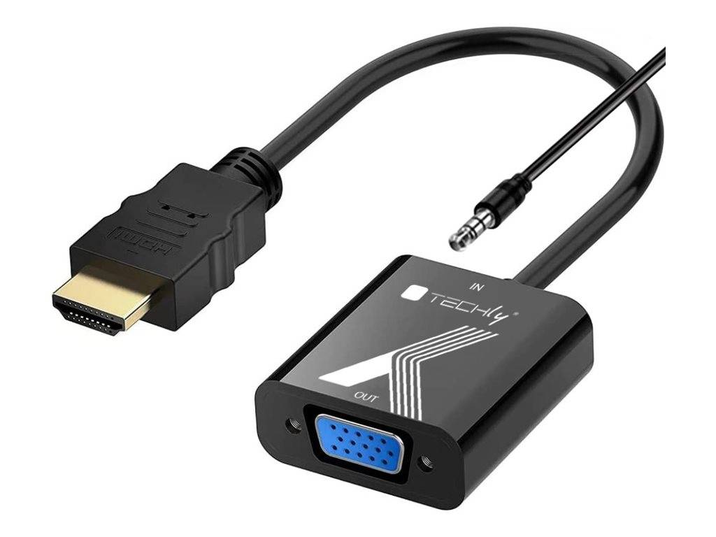 IC INTRACOM - TECHly - Video- / Audio-Adapter - HDMI männlich zu mini-phone stereo 3.5 mm, 15 pin VGA weiblich - Schwarz