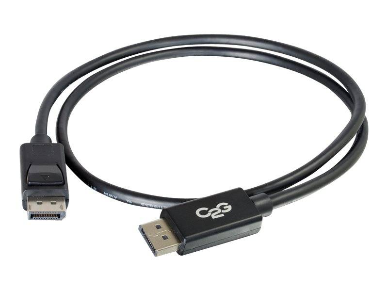 Schwarzes DisplayPort-zu-HDMI-Adapterkabel mit Steckern an beiden Enden, dargestellt auf weißem Hintergrund.