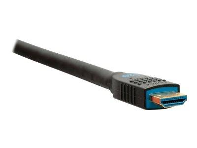 Ein schwarzes antennenartiges Kabel mit einem blauen rechteckigen Stecker und freiliegender Steckerverbindung auf weißem Hintergrund.
