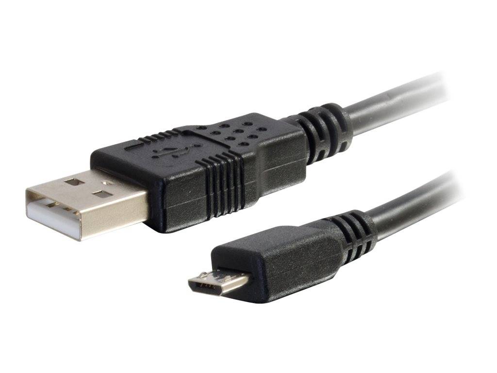 USB-Kabel mit einem Standard-USB-A-Stecker auf der einen Seite und einem Micro-USB-Anschluss auf der anderen Seite.