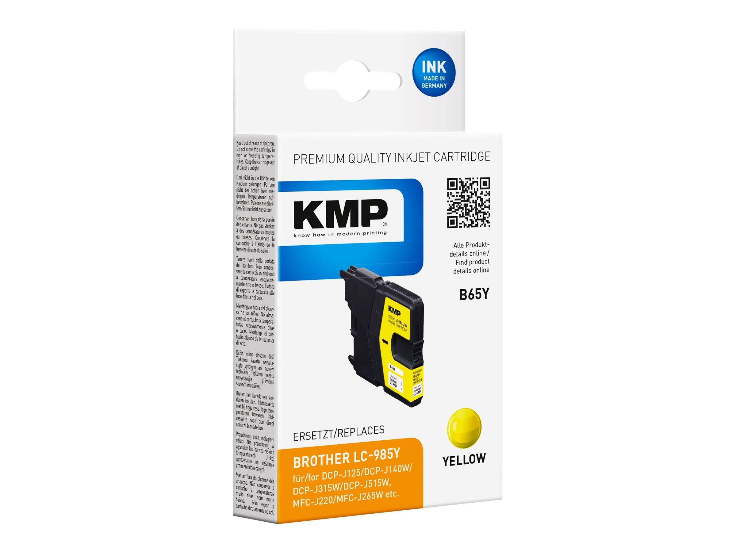 KMP B65Y - 4.4 ml - Gelb - kompatibel - wiederaufbereitet - Tintenpatrone - für