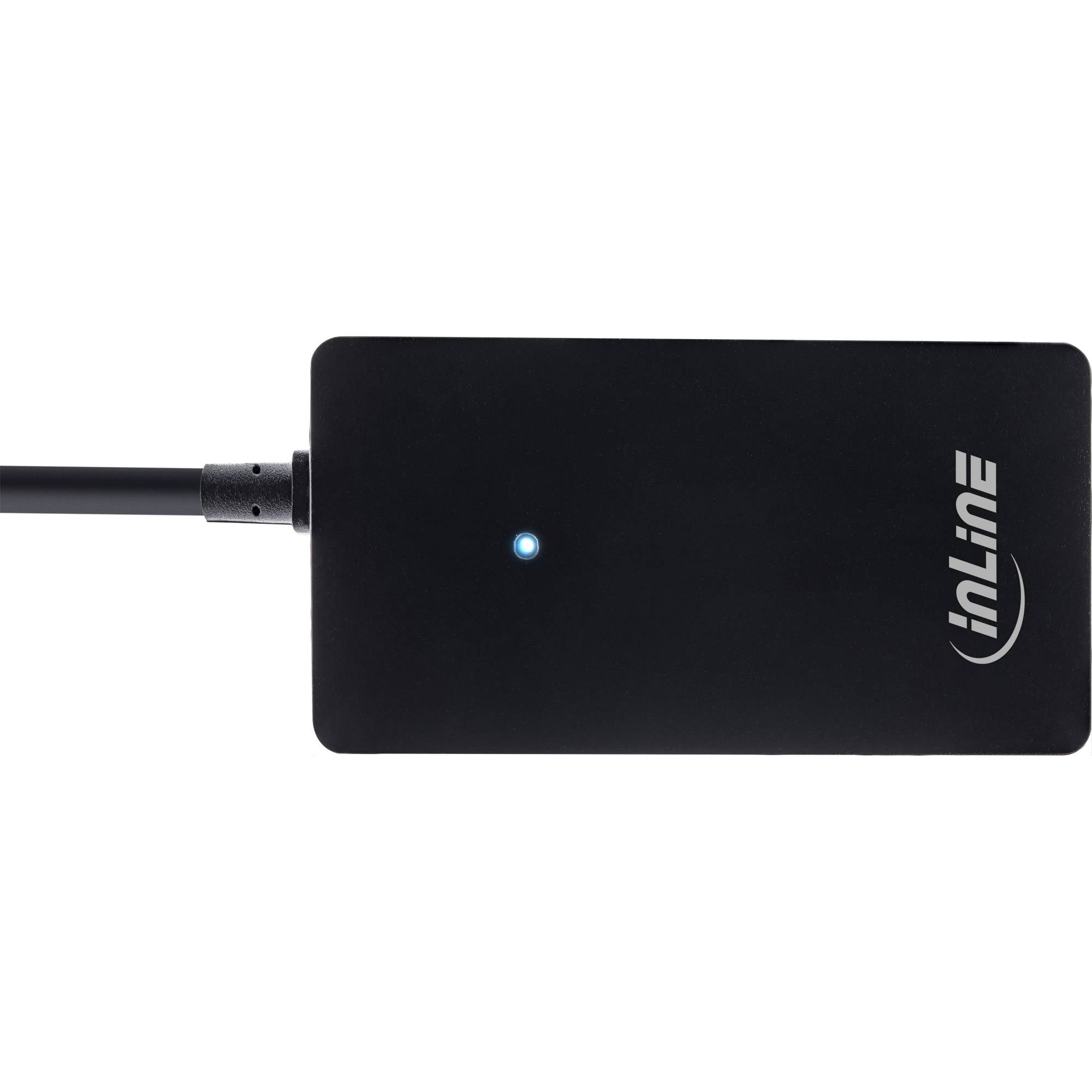 InLine USB 2.0 Hub - 4 Port - schwarz - mit USB DC Kabel - Kabel 30cm - 0,48 Gbp