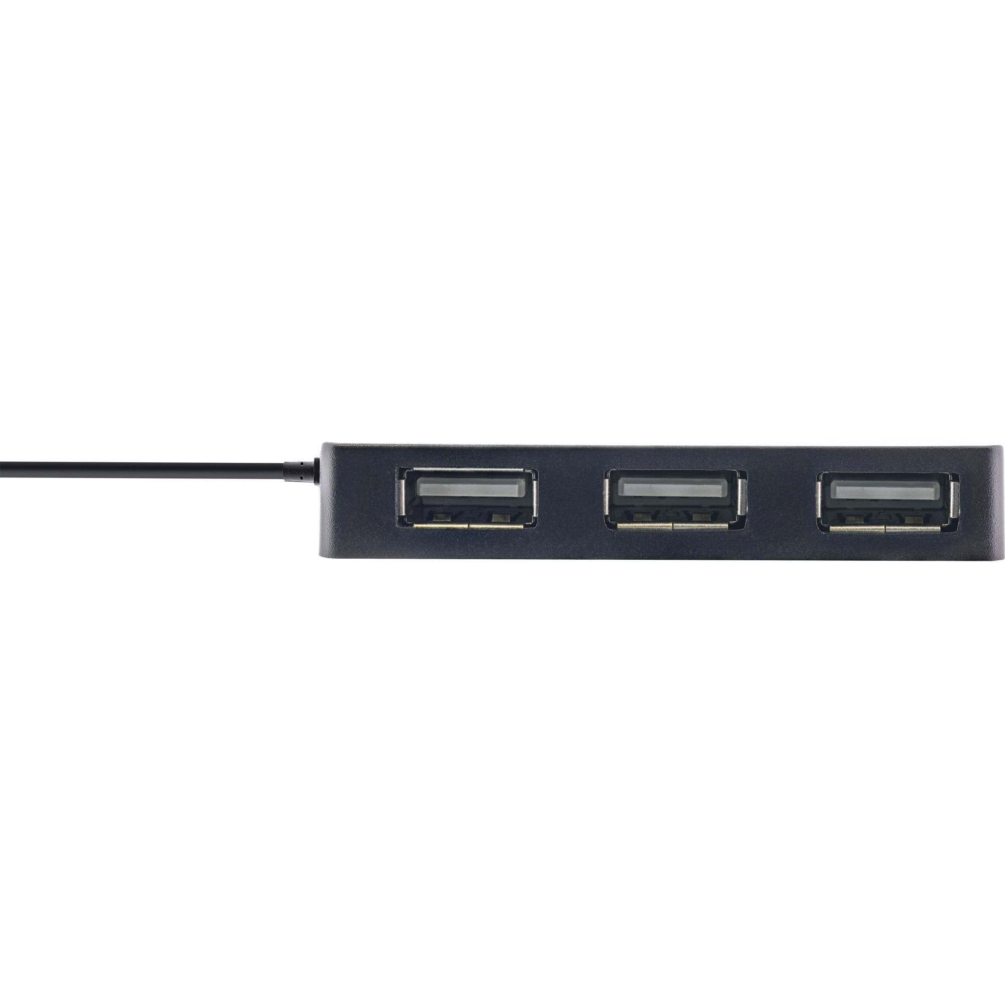 InLine USB 2.0 Hub - 4 Port - schwarz - mit USB DC Kabel - Kabel 30cm - 0,48 Gbp