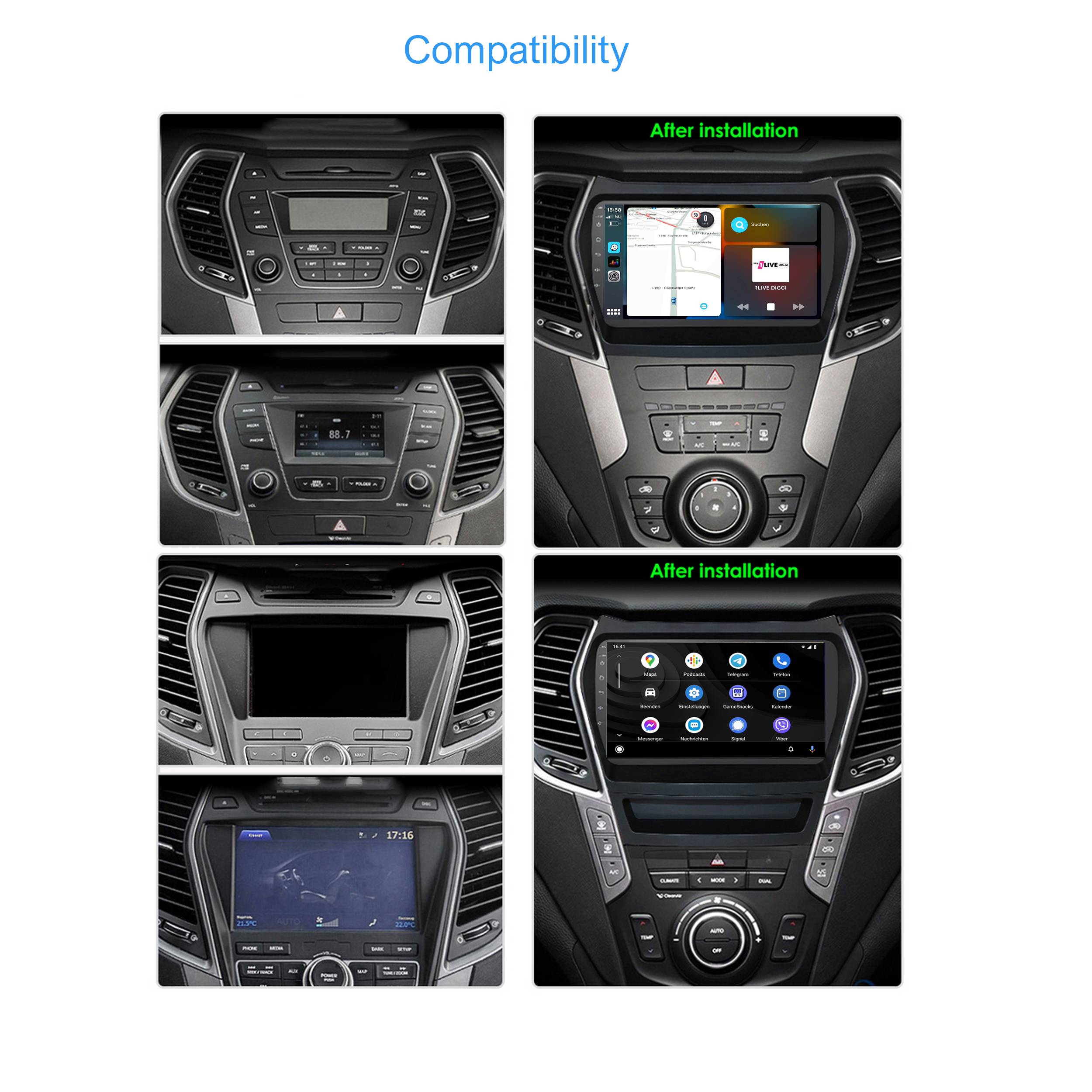 Für Hyundai IX45 Santa FE 9"Touchscreen Android Autoradio GPS Navigation CarPlay
