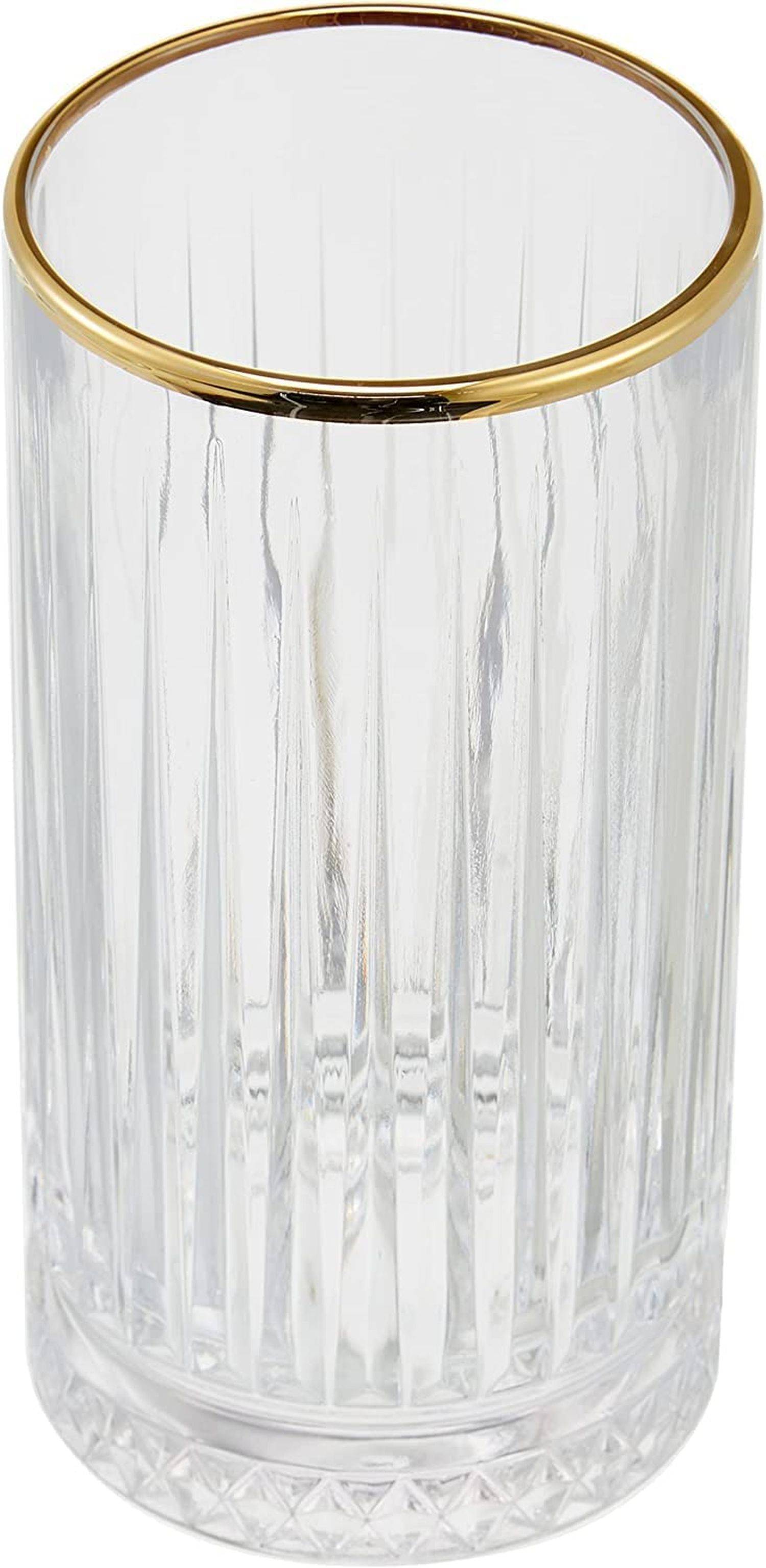 Pasabahce Elysia Longdrink Glas im Retro-Design und Kristall-Look 280ml 4-Stück 520125 Gold