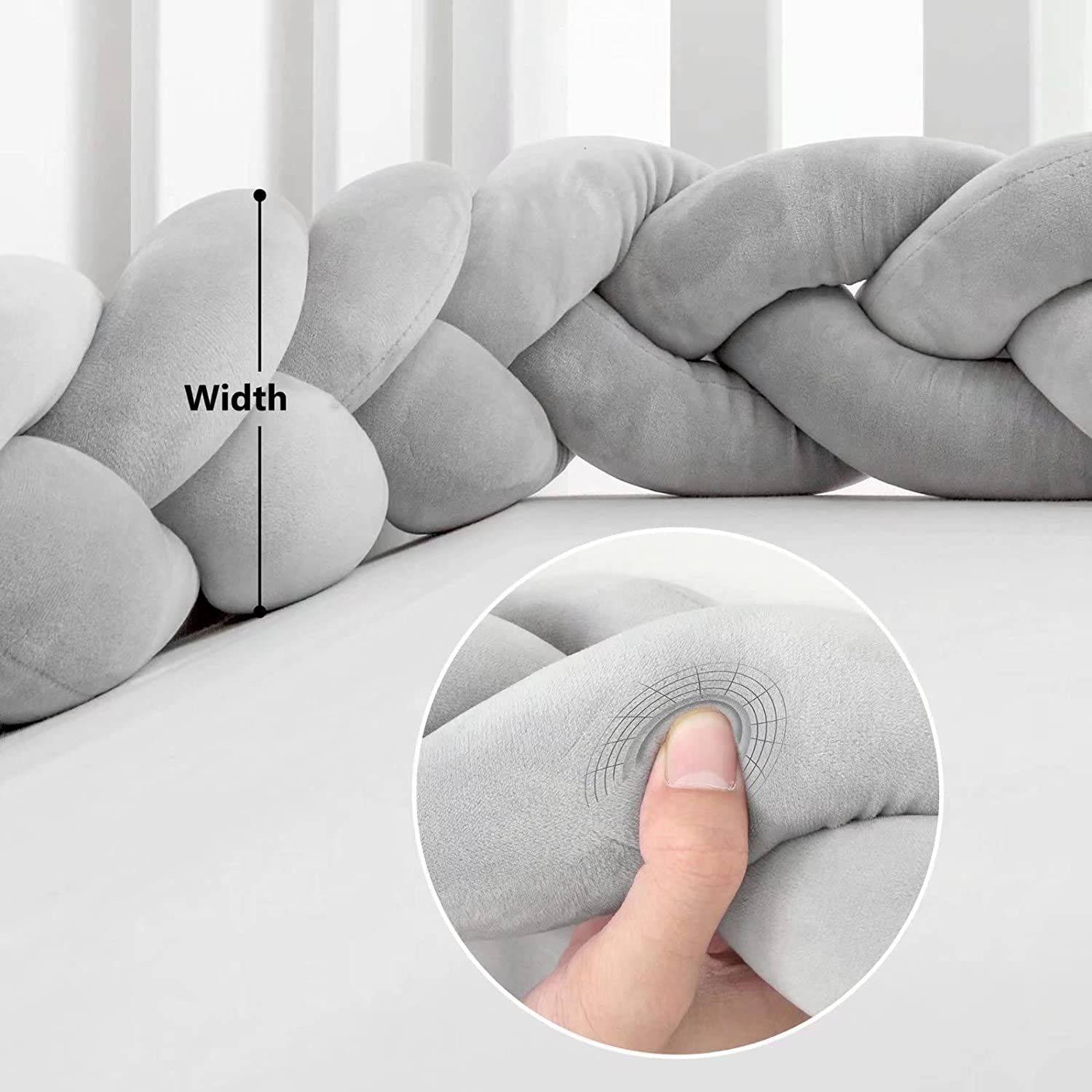 2 Meter Bettschlange Geflochten Seitenschläferkissen Baumwolle Knotenkissen Bettumrandung Sofakissen Grün-Weiß-Pink