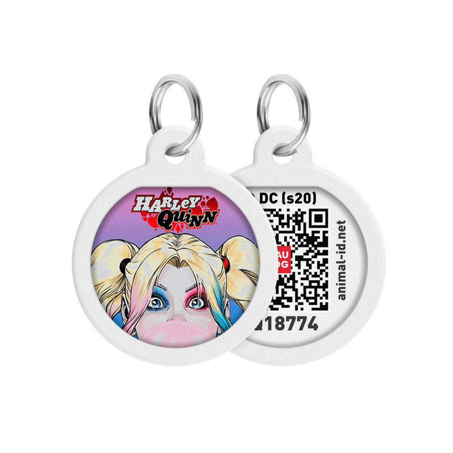 Pet ID Tag für Hund Katze mit QR Passport Global Suchsystem von verlorenen Haustieren Digital ID Hund Tag Harley Quinn