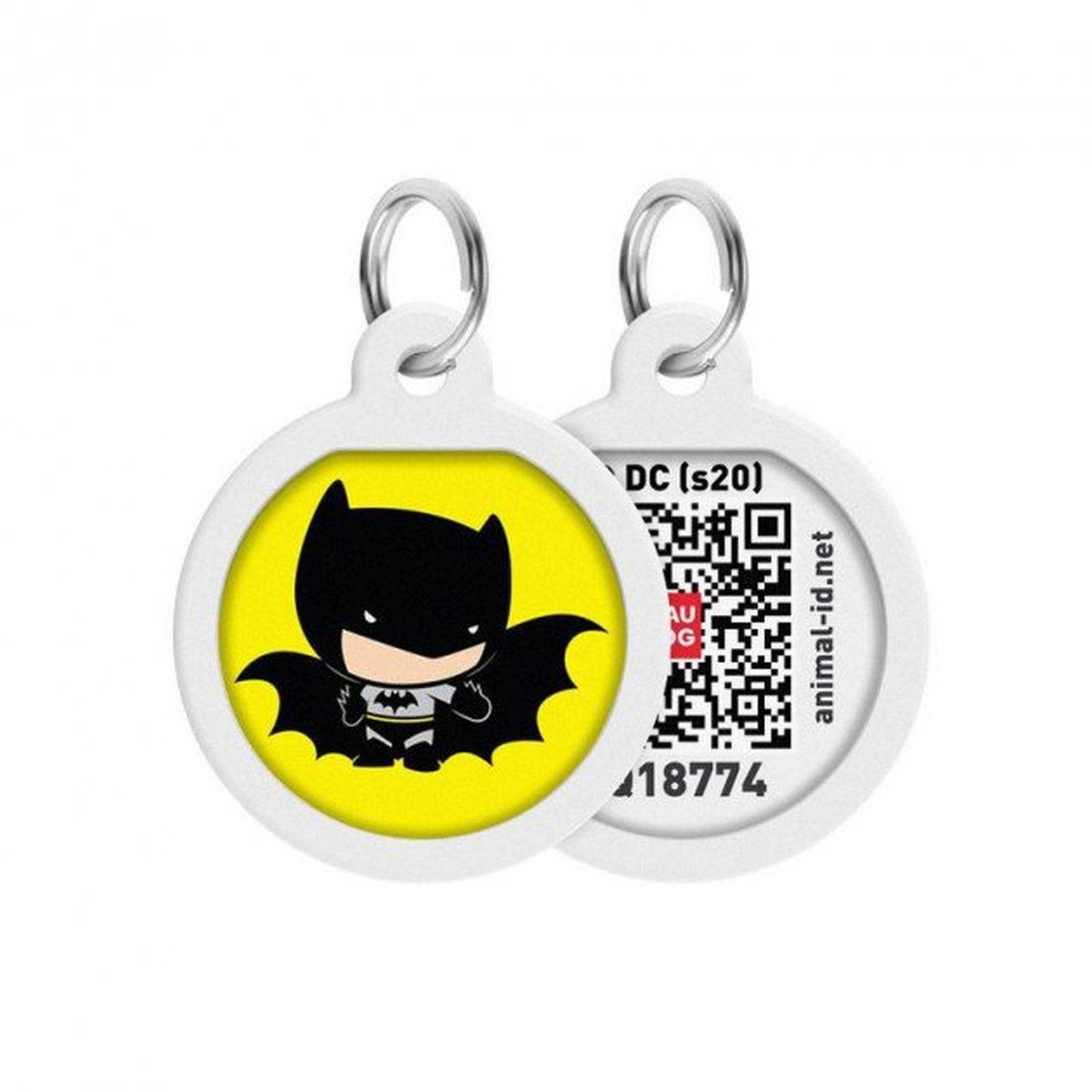 Pet ID Tag für Hund Katze mit QR Passport Global Suchsystem von verlorenen Haustieren Digital ID Hund Tag Batman Cartoon