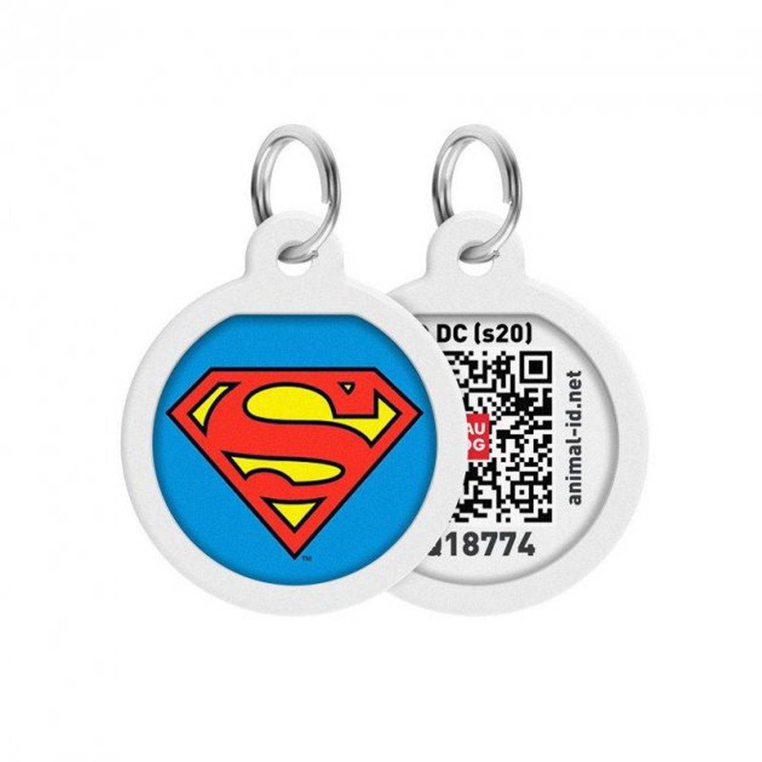 Pet ID Tag für Hund Katze mit QR Passport Global Suchsystem von verlorenen Haustieren Digital ID Tag Superman is Hero