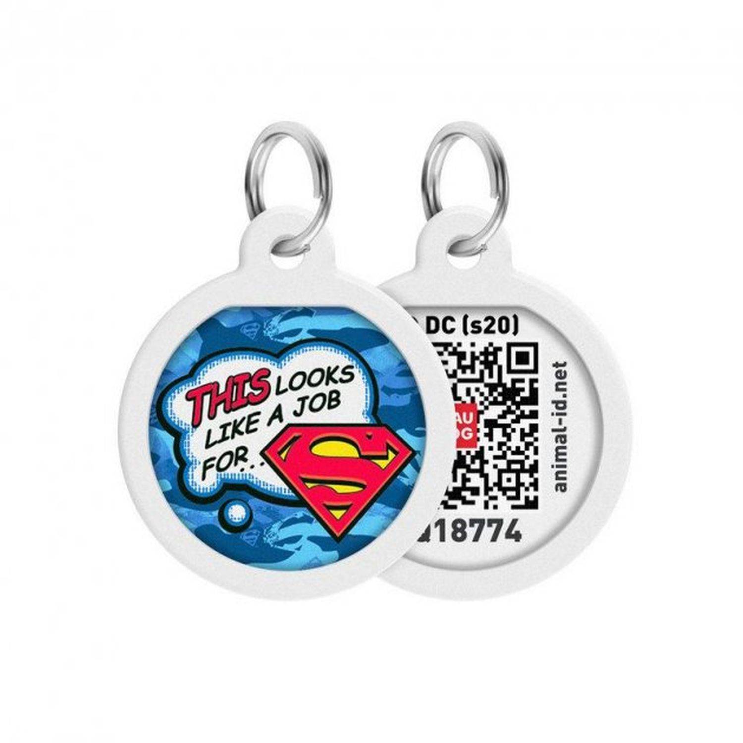 Pet ID Tag für Hund Katze mit QR Passport Global Suchsystem von verlorenen Haustieren Digital ID Tag Wor of Superman