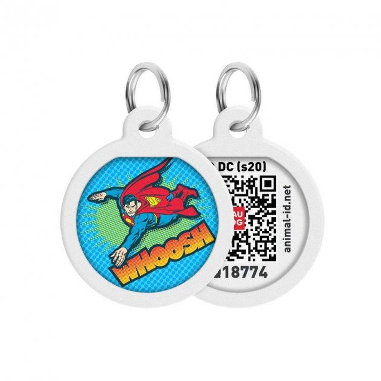 Pet ID Tag für Hund Katze mit QR Passport Global Suchsystem von verlorenen Haustieren Digital ID Tag Superman Flight
