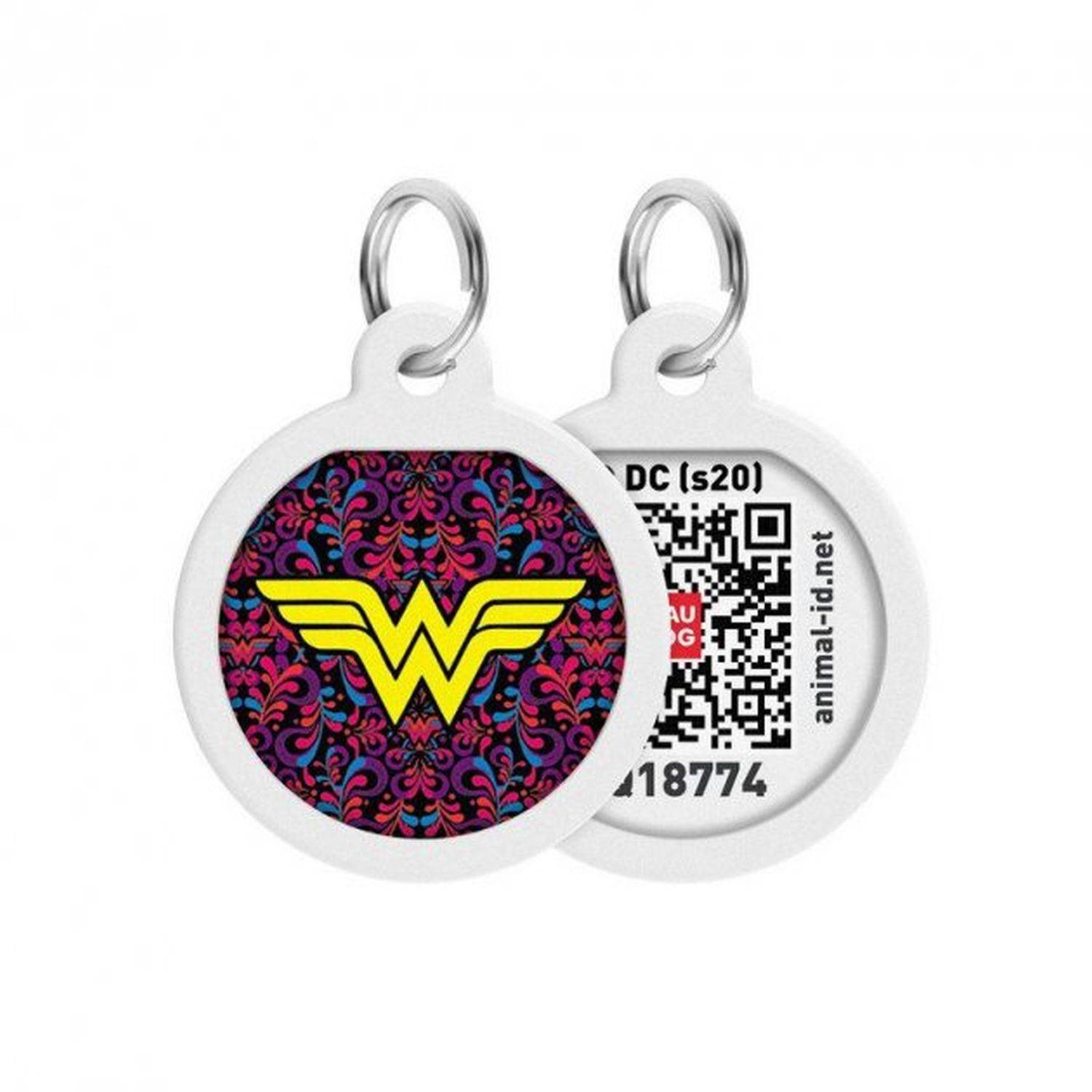 Pet ID Tag für Hund Katze mit QR Passport Global Suchsystem von verlorenen Haustieren Digital ID Hund Tag Wonder Woman 3