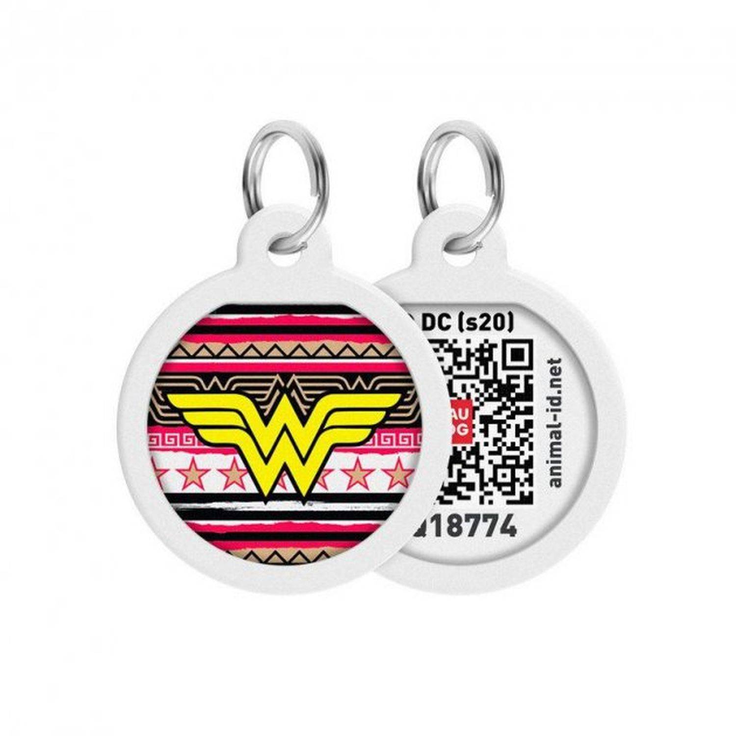 Pet ID Tag für Hund Katze mit QR Passport Global Suchsystem von verlorenen Haustieren Digital ID Hund Tag Wonder Woman 4