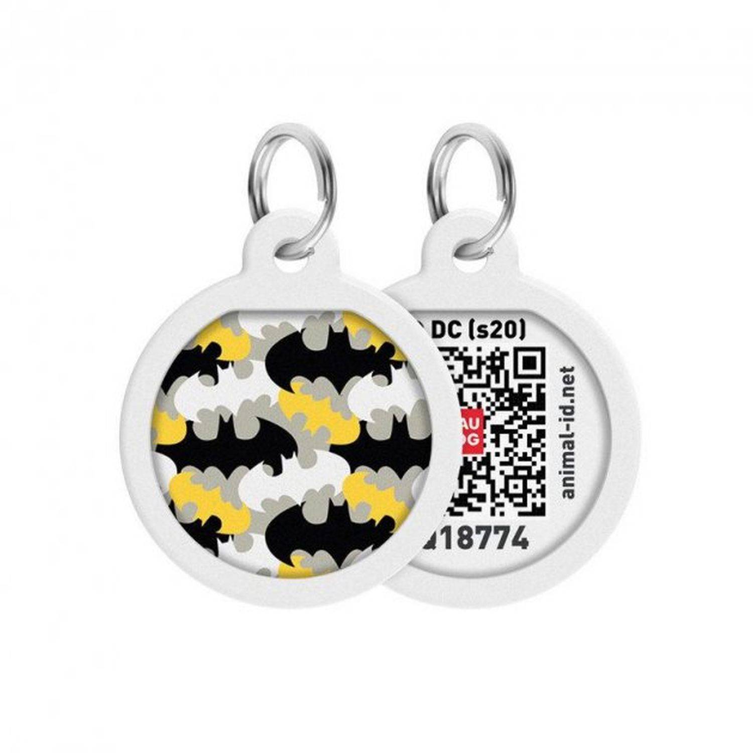 Pet ID Tag für Hund Katze mit QR Passport Global Suchsystem von verlorenen Haustieren Digital ID Hund Tag Batman Pattern