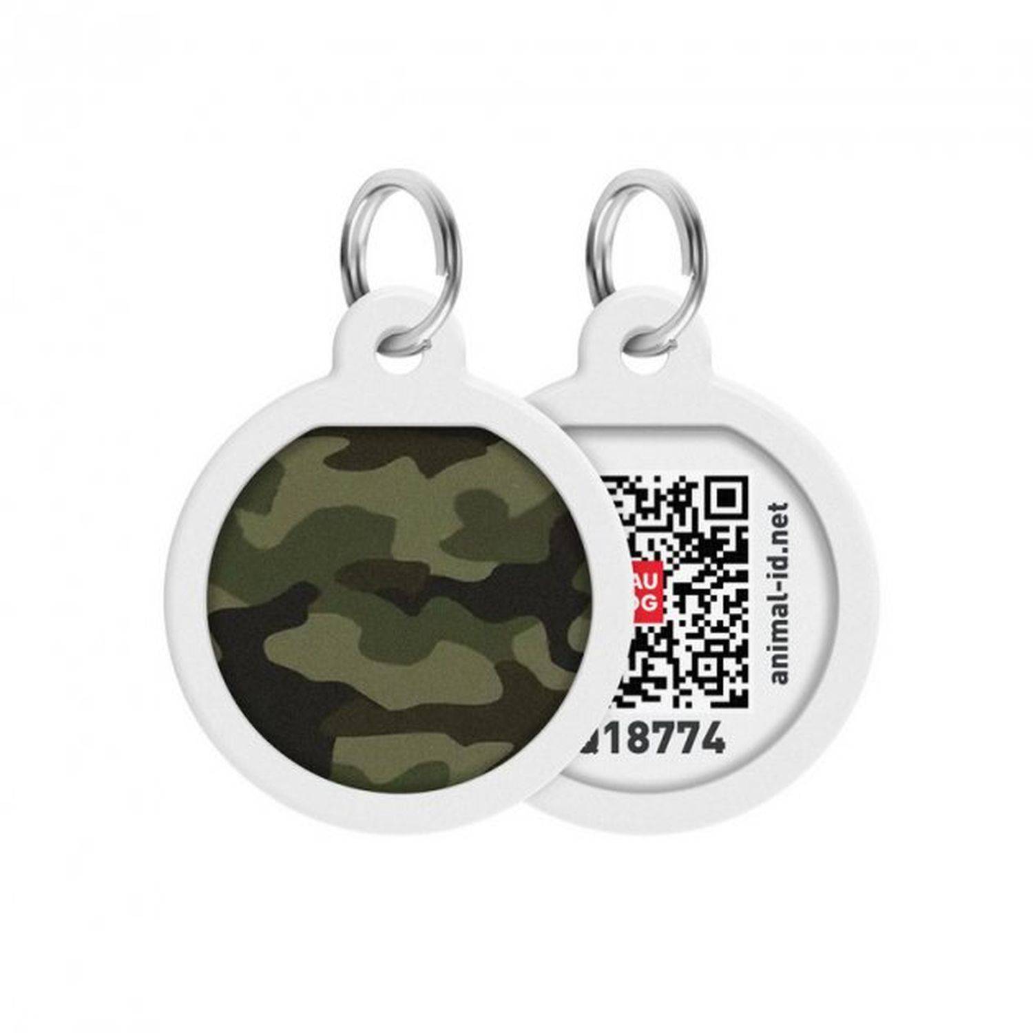 Pet ID Tag für Hund Katze mit QR Passport Global Suchsystem von verlorenen Haustieren Digital ID Hund Tag Green Camo
