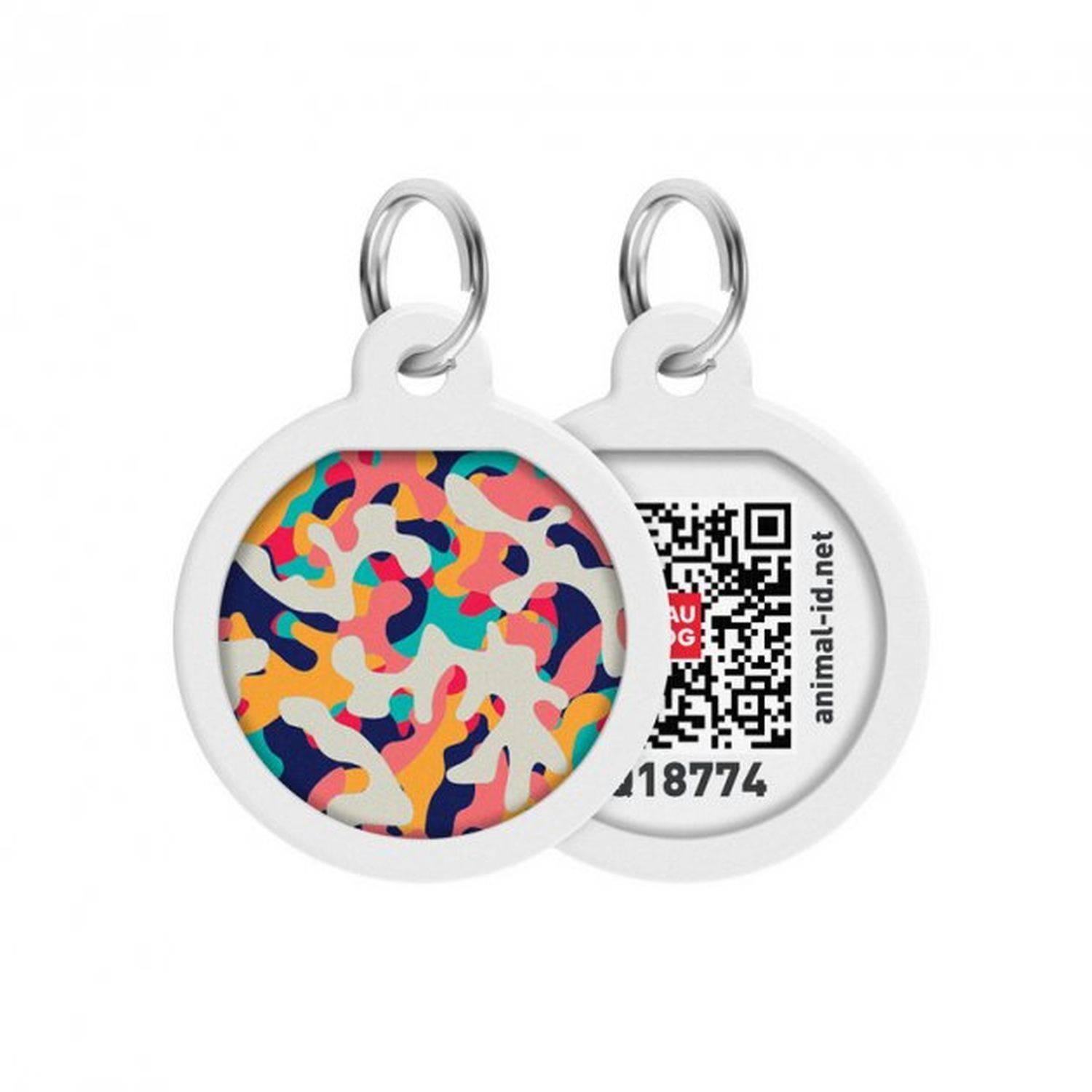 Pet ID Tag für Hund Katze mit QR Passport Global Suchsystem von verlorenen Haustieren Digital ID Tag Multicolored Camo