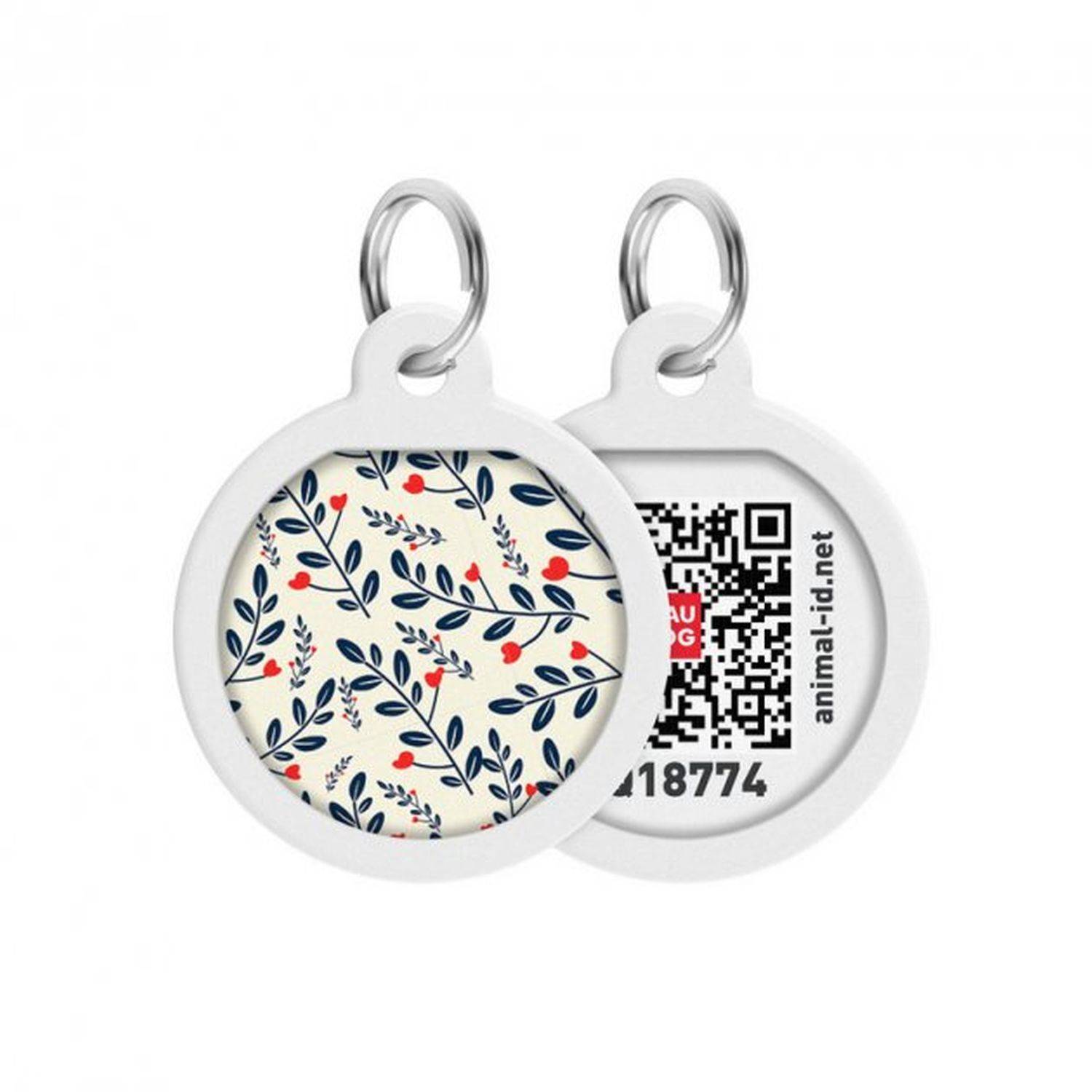 Pet ID Tag für Hund Katze mit QR Passport Global Suchsystem von verlorenen Haustieren Digital ID Hund Tag Flowers