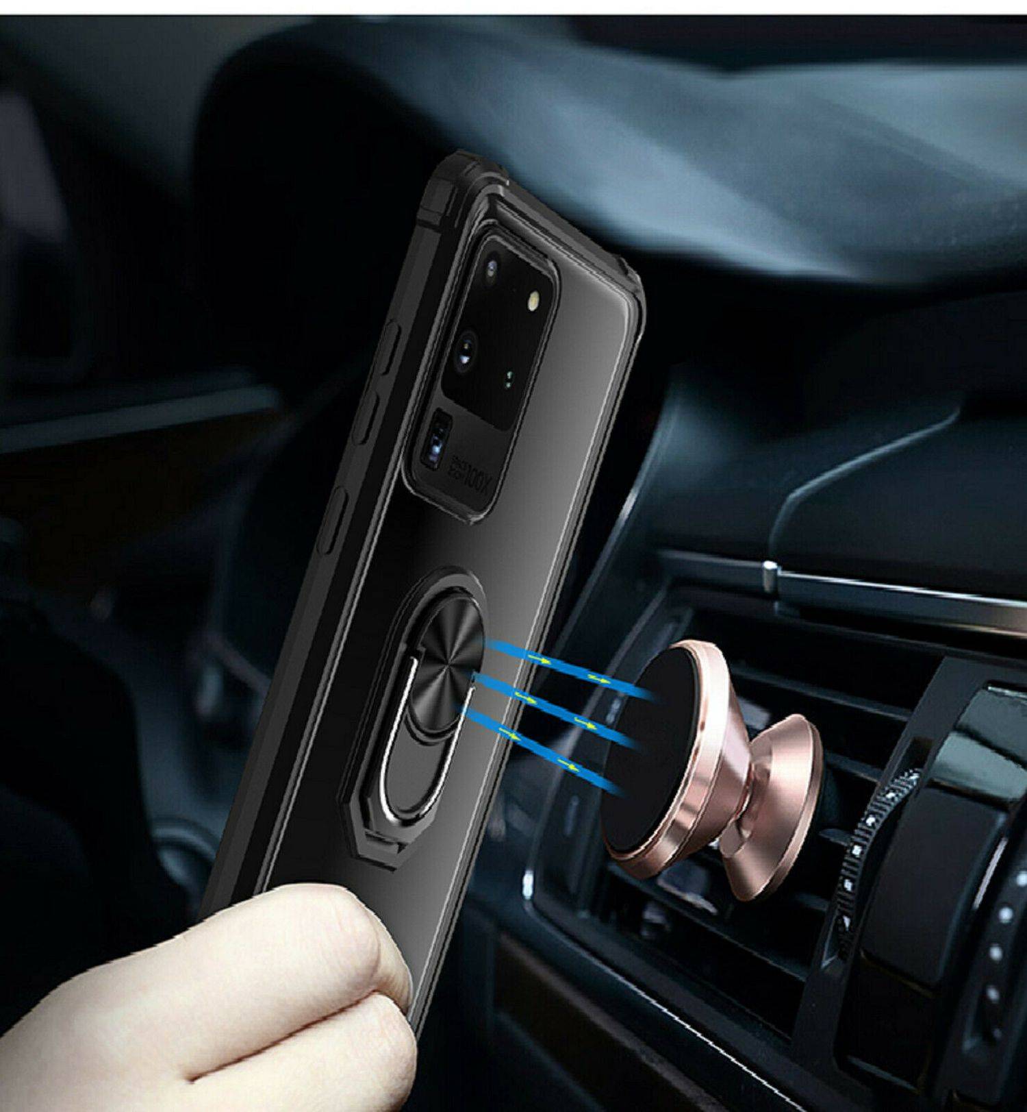 360 Grad Ringhalter Handytasche Abdeckung magnetische Stoßstange Schutzhülle kompatibel mit iPhone 14 Schwarz
