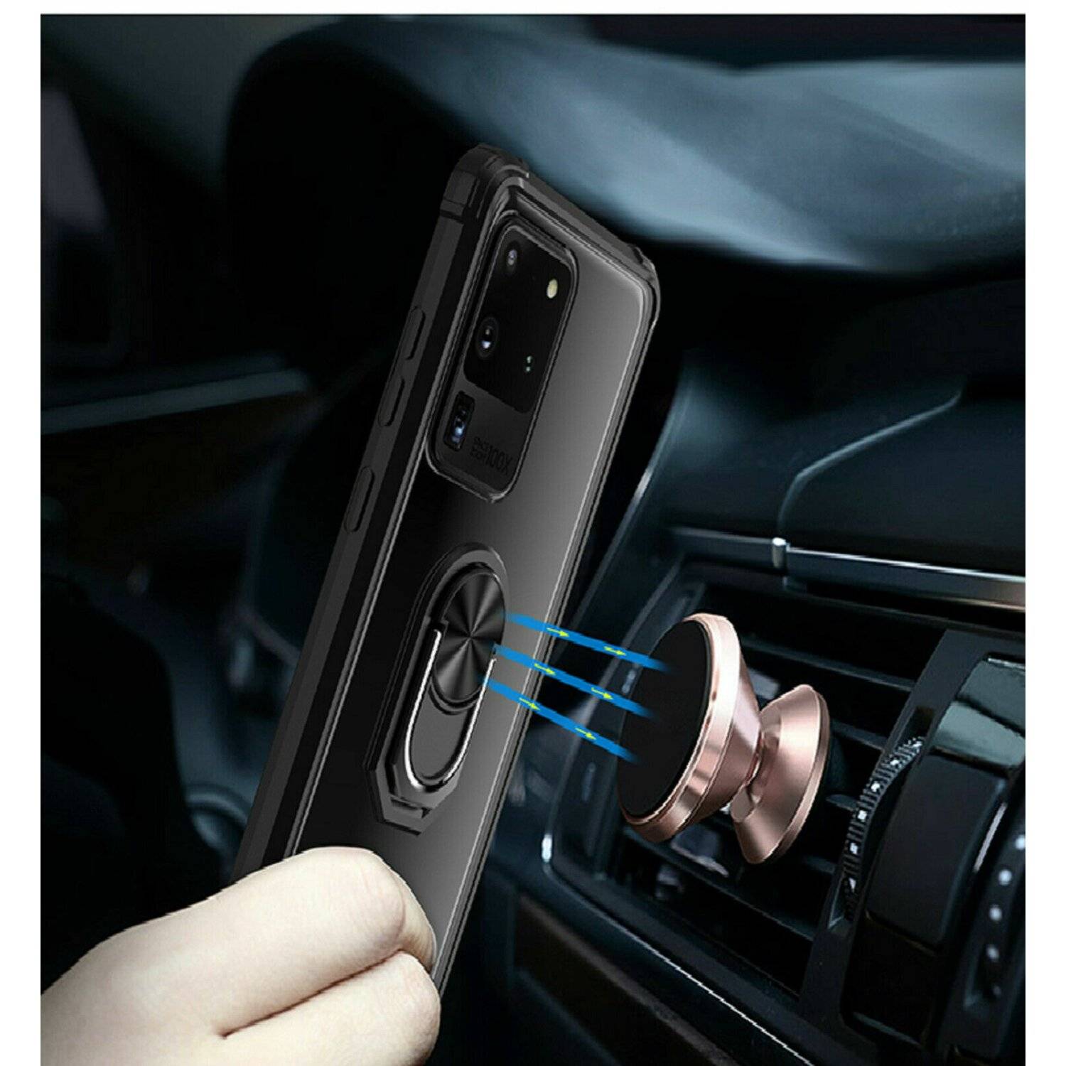 360 Grad Ringhalter Handytasche Abdeckung magnetische Stoßstange Schutzhülle kompatibel mit iPhone 14 Plus Blau