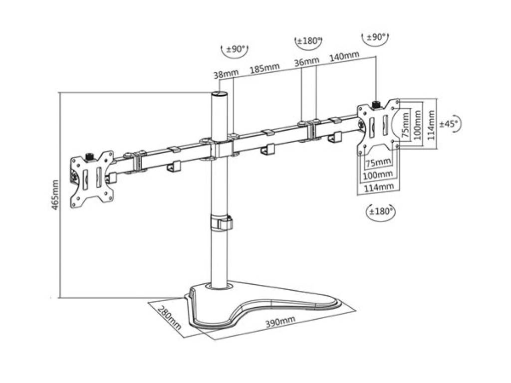 Monitor-Tischständer, 2 Bildschirme bis 32", VESA