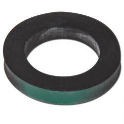 Ein runder, schwarzer Gummidichtring mit einem Loch in der Mitte, der zur Abdichtung von Verbindungen verwendet wird, um Lecks zu verhindern.