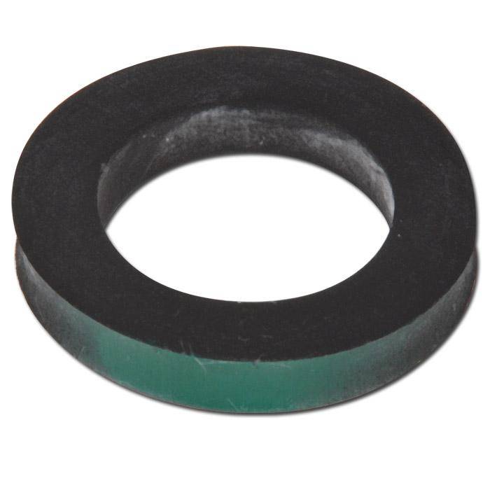 Schwarze Gummidichtung oder Dichtungsring, dargestellt auf weißem Hintergrund.