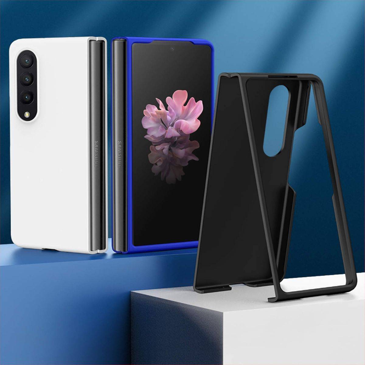 Für Samsung Galaxy Z Fold4 Silikoncase TPU Skin Feel Schutzhülle Hellblau Schutz Case Cover Etui Handy Tasche