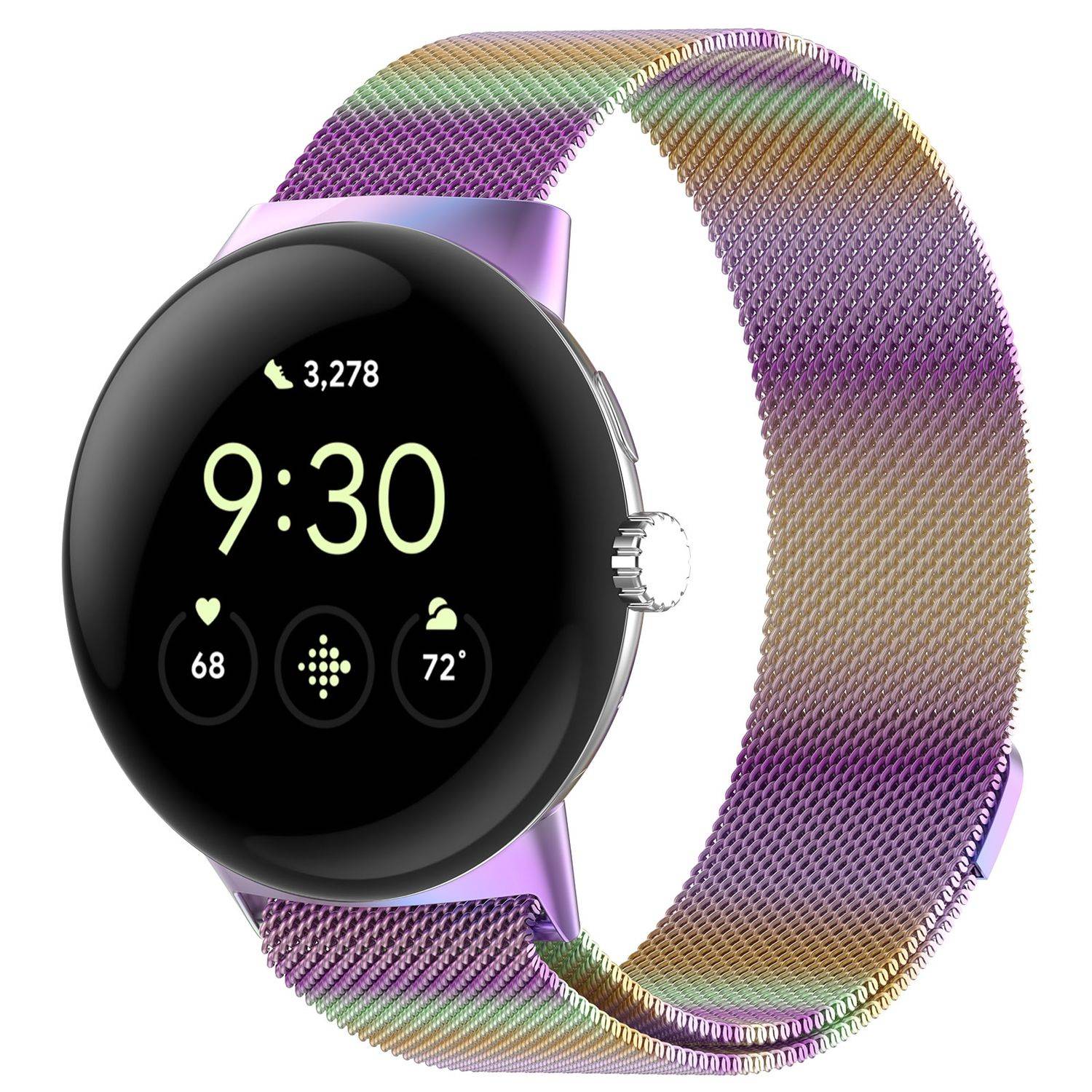 Für Google Pixel Watch 3 45mm Metall Mesh Magnetverschluss Band Bunt