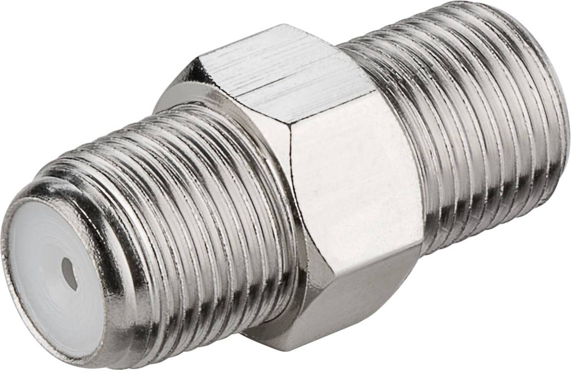 Goobay F-Verbinder: F-Buchse > F-Buchse - Adapter-Stecker aus Kupfer-Zink-Gemisch