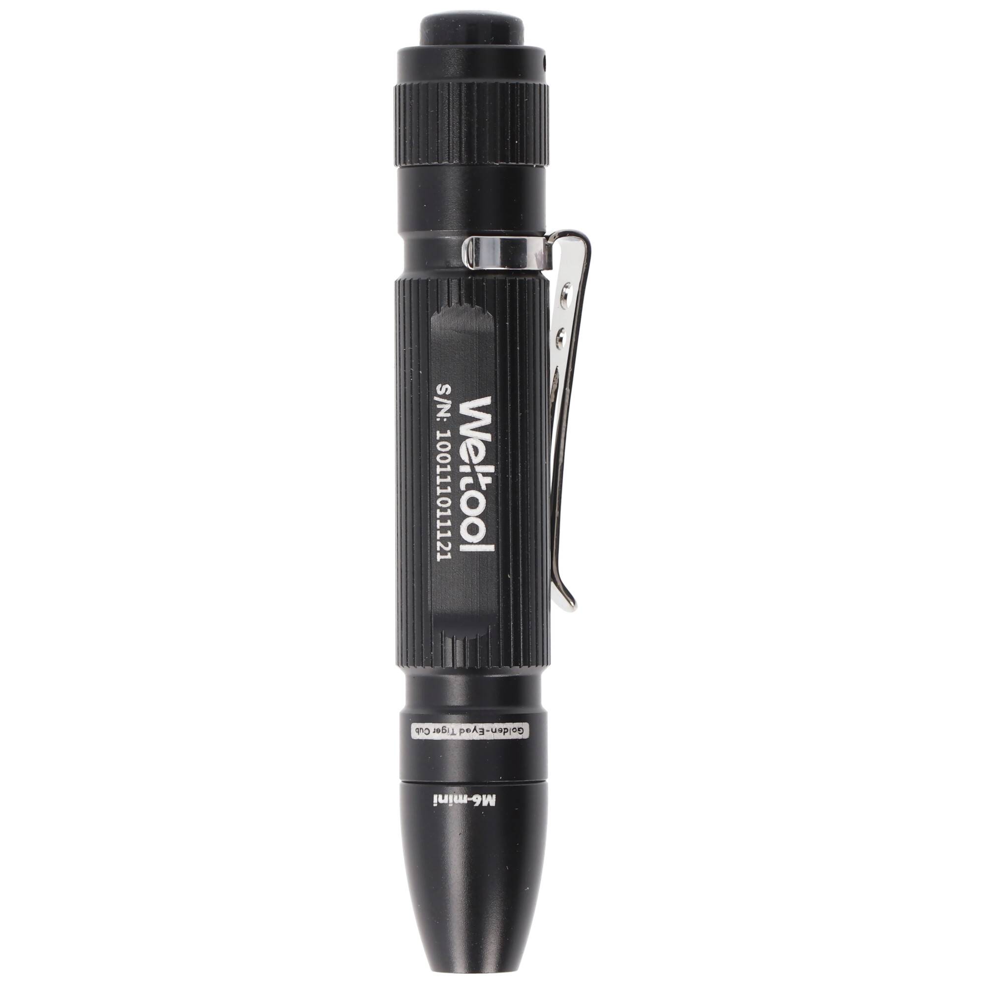 Weltool M6-DR Mini Taschenlampe mit 20 Lumen, Länge nur 88mm, warmweiße LED, batteriebetrieben