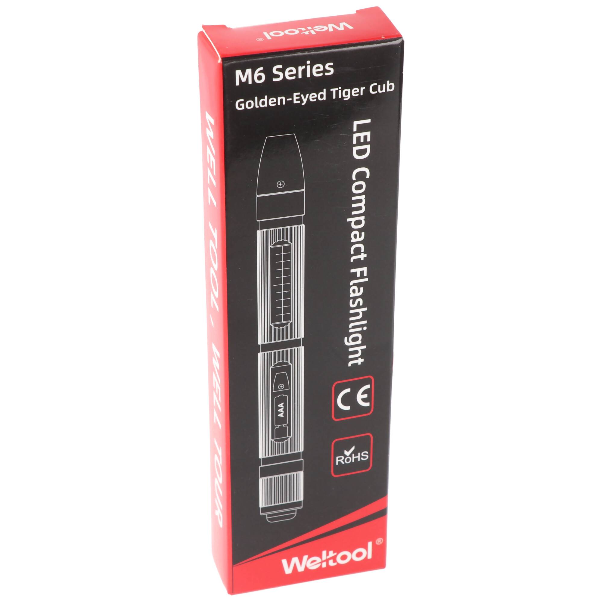 Weltool M6-DR Mini Taschenlampe mit 20 Lumen, Länge nur 88mm, warmweiße LED, batteriebetrieben