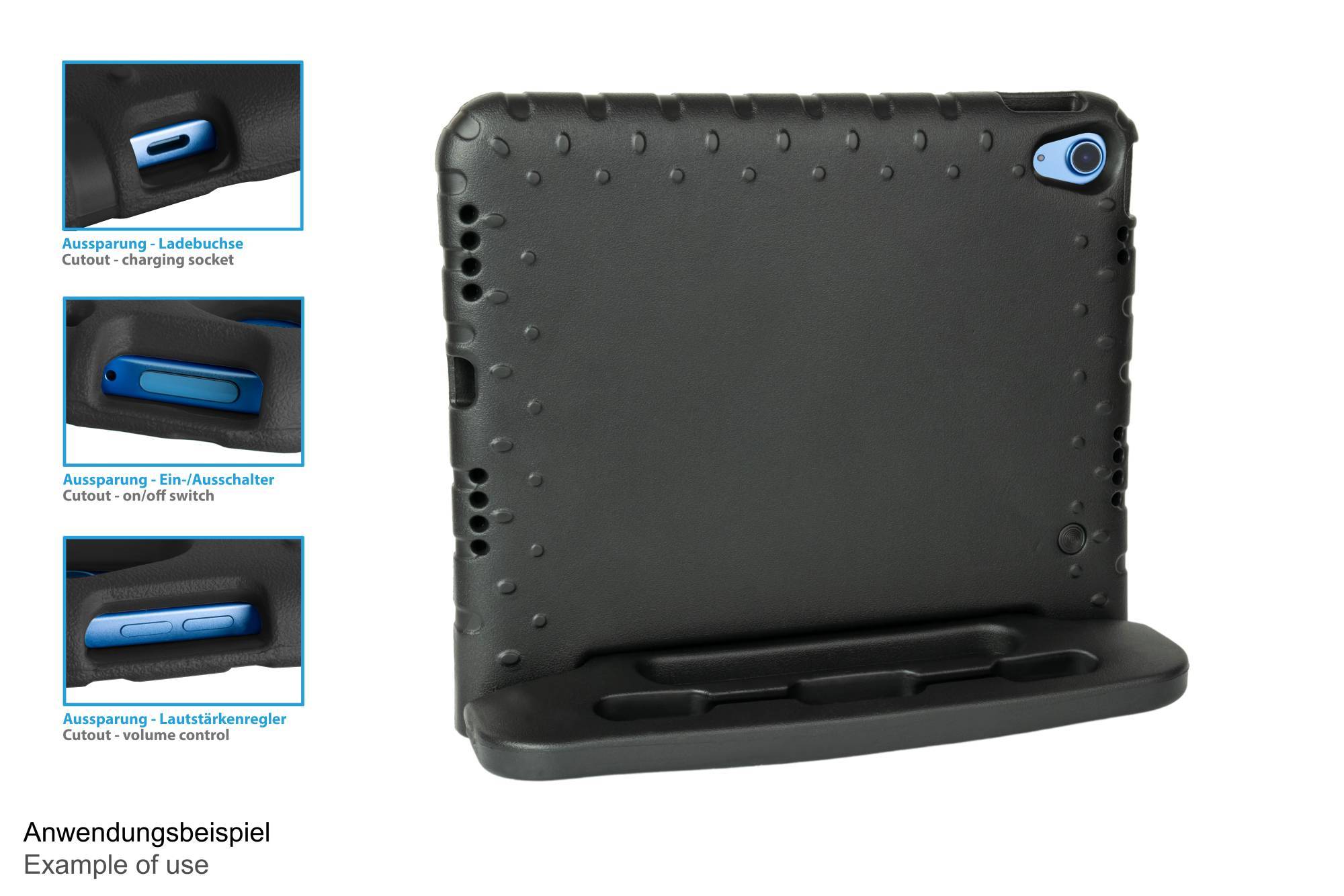iPad 10,9" (10. Gen.) Tablet-Schutzhülle mit Kickstand, schwarz, Good Connections®