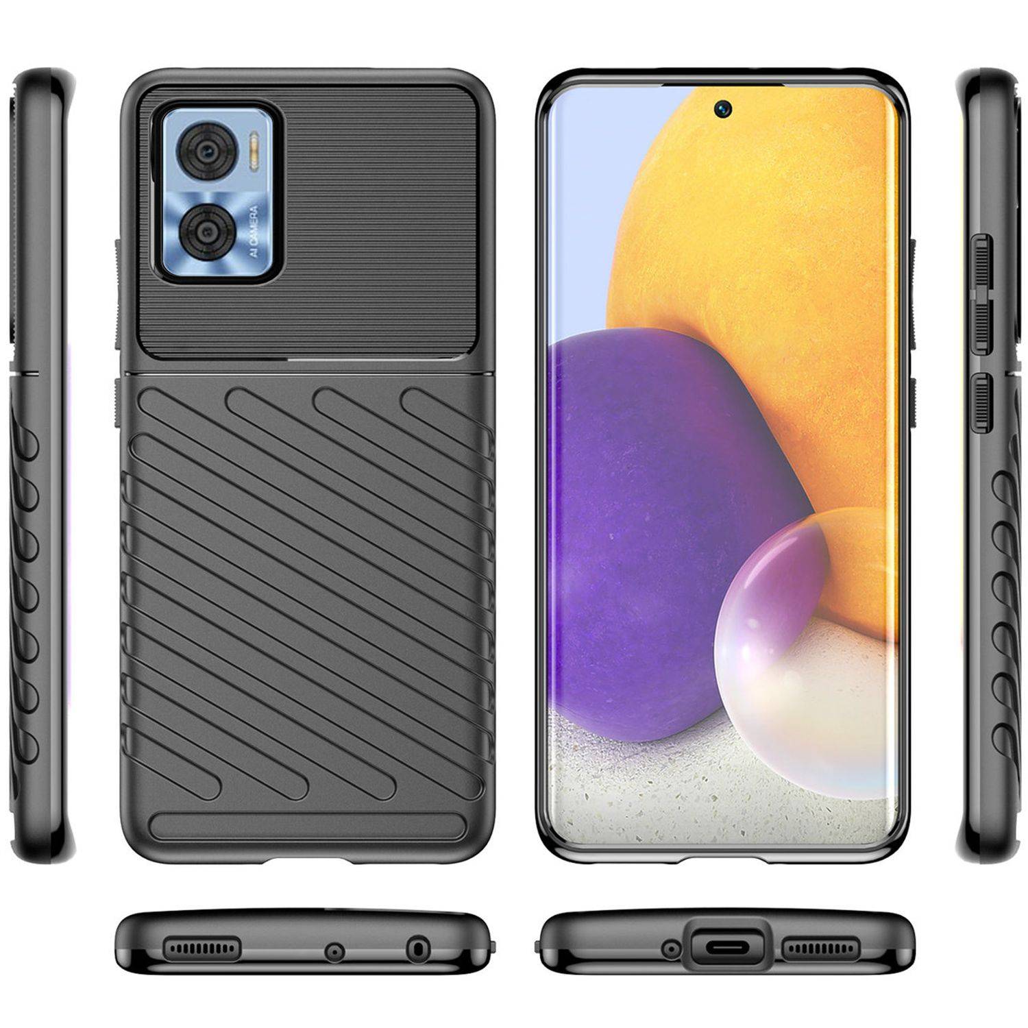 Armor SchutzHülle "Thunder" Case Bumper HandyhülleRobust Rutschfest kompatibel mit Motorola Moto E22