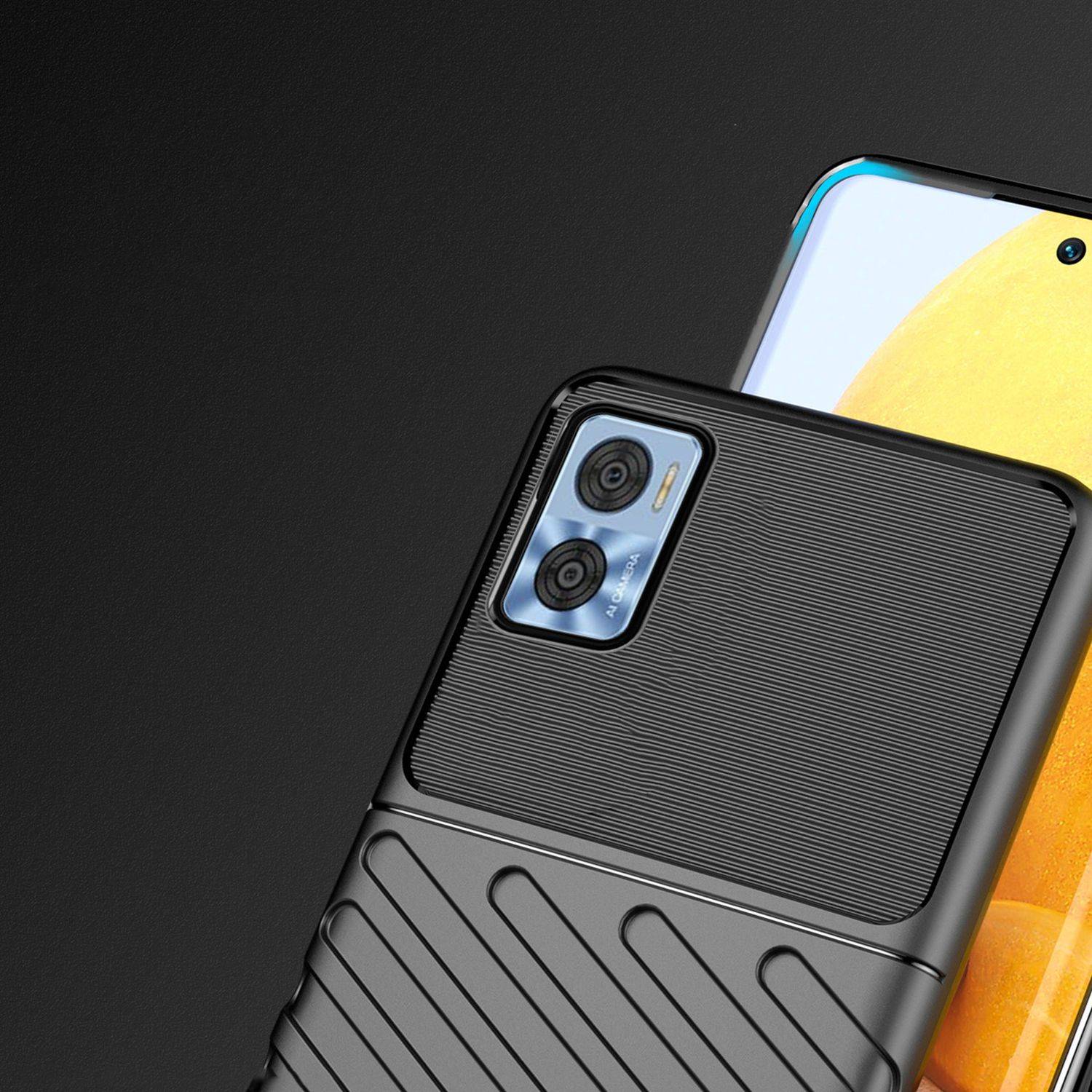 Armor SchutzHülle "Thunder" Case Bumper HandyhülleRobust Rutschfest kompatibel mit Motorola Moto E22
