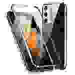 Für Samsung Galaxy A54 5G Beidseitiger 360 Grad Magnet Glas Hülle Handy Tasche Bumper Silber